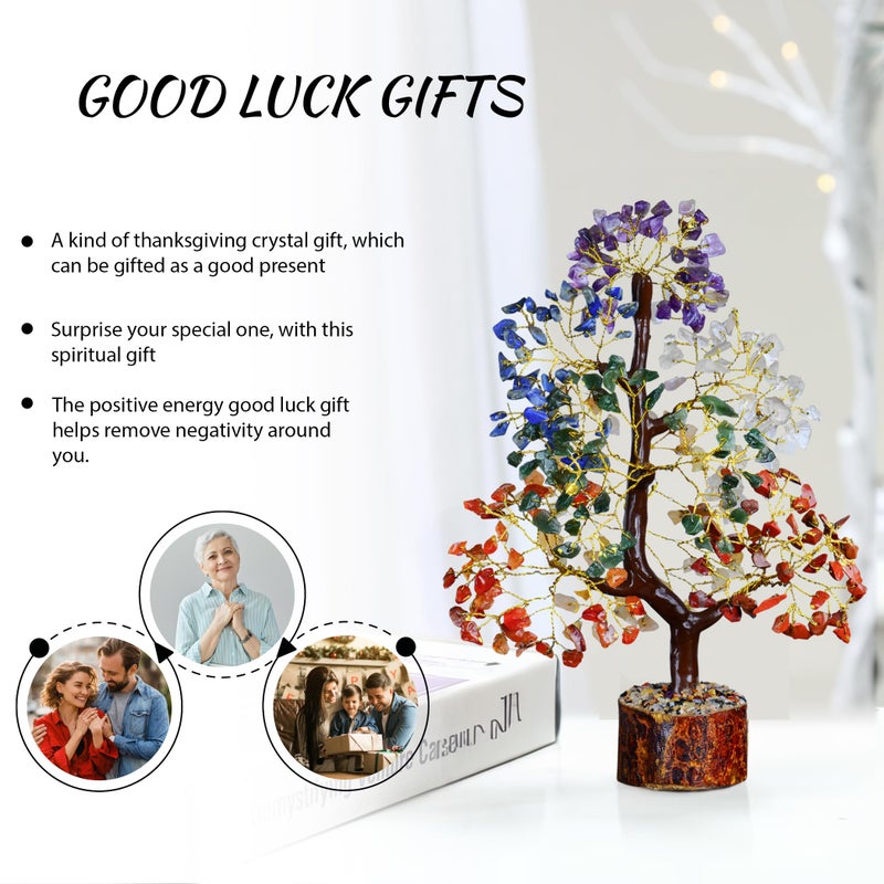 PYOR 7 Chakra Tree Of Life Decor - Crystals, Birthday Gifts For Women - House Warming Gifts New Home - Bonsai Tree Home Decor - Meditation Accessories - Good Luck Office Decor - 300 Beads Chakra Stones - Image 3